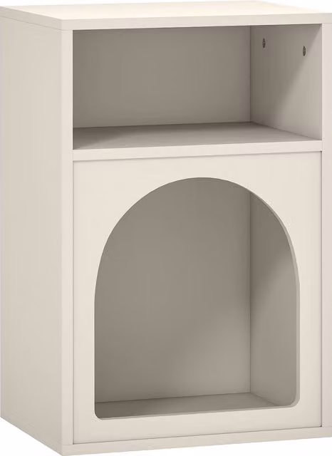 Comodino HOMCOM con scomparti aperti e design ad arco, colore crema, L 40 cm x P 30 cm x H 60 cm