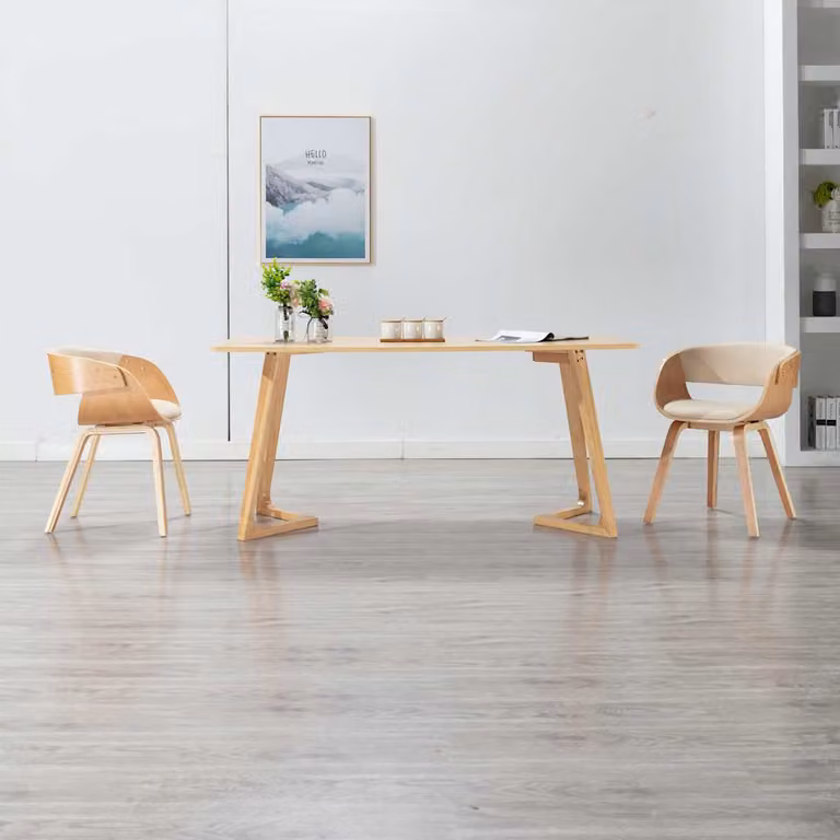 Sedia da Pranzo Moderna vidaXL in Legno e Similpelle Beige e Marrone