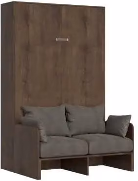 Letto matrimoniale a scomparsa Kentaro Kivio con divano, colore noce e grigio, L/P: 140 x 190 cm