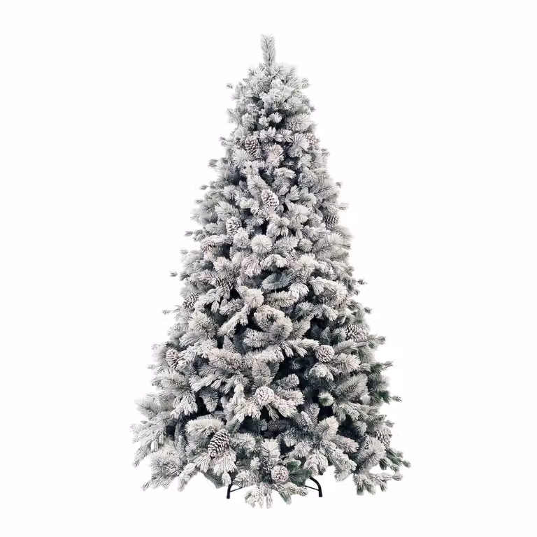 Albero di Natale Artificiale Innevato Monte Pamir VESTIAMO CASA, Colore Bianco e Verde, H 210 cm, Diametro alla base: 148 cm