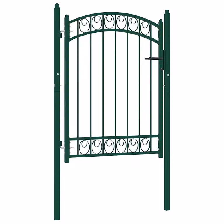 Cancello singolo ad arco in acciaio verde vidaXL L: 100 cm, H: 125 cm