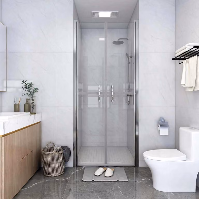 Porta per Doccia in Vetro ESG Trasparente con Profilo Argento vidaXL L: 86 cm, H: 190 cm