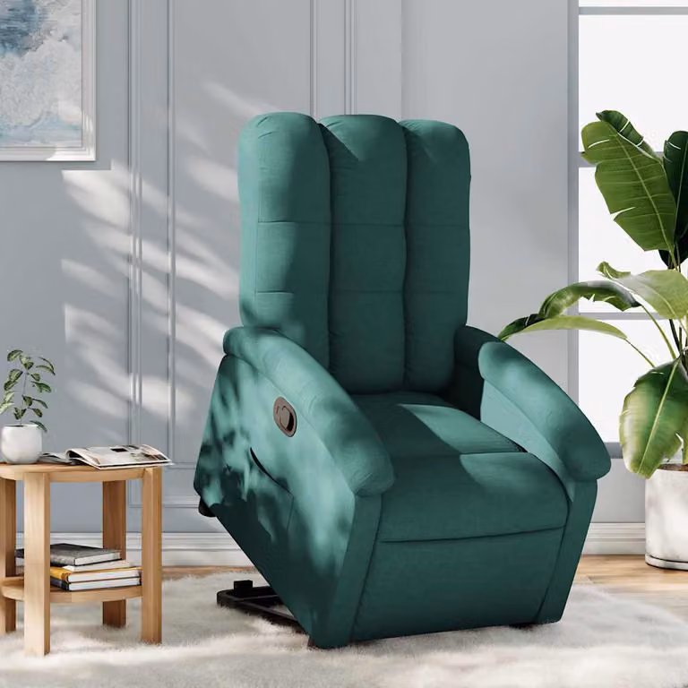 vidaXL Poltrona Alzapersona Reclinabile Verde con Assistenza Elettrica in Tessuto