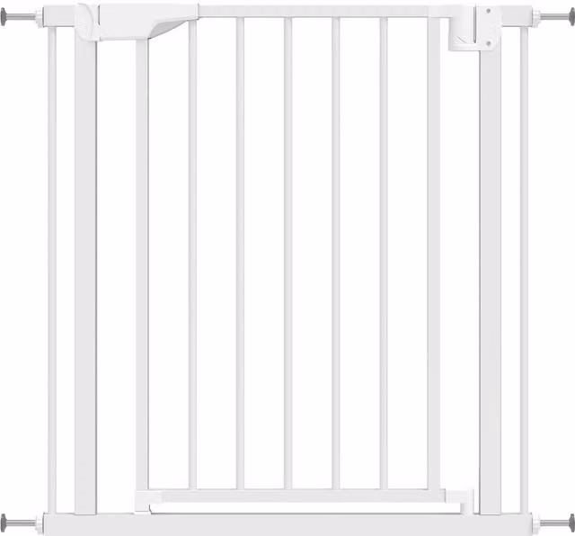 Cancellino di Sicurezza PawHut per Bambini e Animali con Chiusura Automatica e Montaggio a Pressione, Bianco, L/P/H: 76 x 76 x 76-82 cm