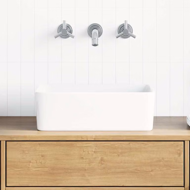 vidaXL Lavandino rettangolare in ceramica bianco da appoggio L: 40 cm, P: 30 cm, H: 13 cm