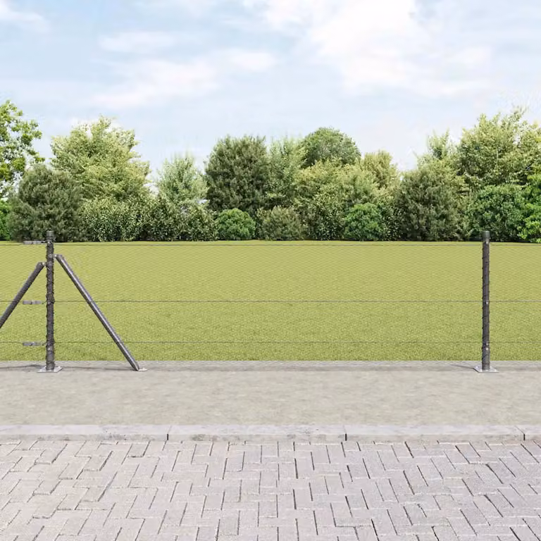 Recinzione esagonale vidaXL con base in cemento e pali in acciaio e PVC, Grigio, L: 100 cm, H: 60 cm