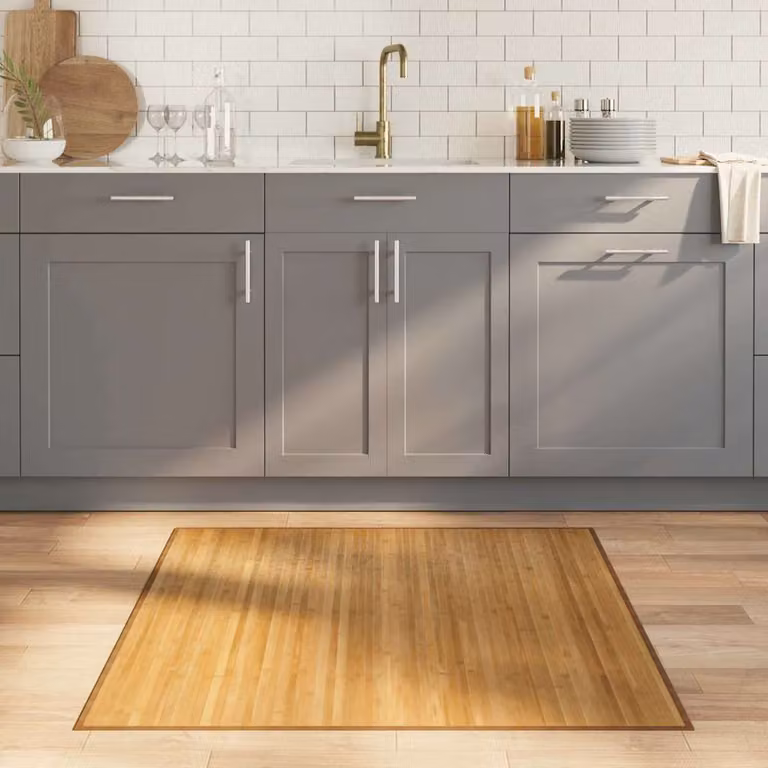 vidaXL Tappeto Quadrato Moderno in Bambù e Polipropilene, Beige e Marrone, 100 x 100 cm