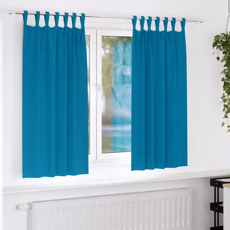 Set di 2 tende blackout vidaXL in poliestere con anelli, colore turchese, H 175 x L 140 cm