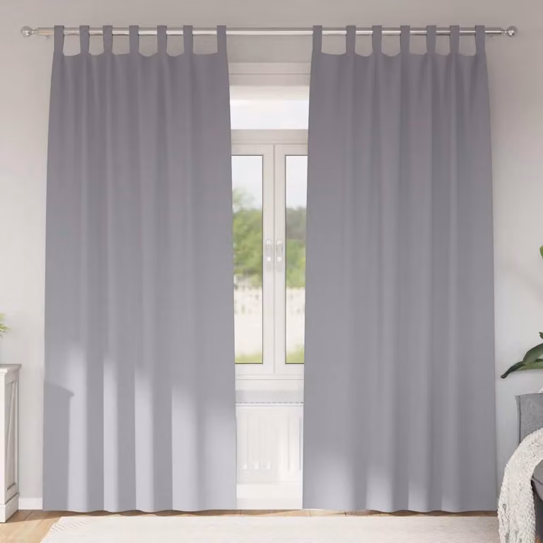 Set di 2 tende blackout vidaXL con anelli in poliestere, colore grigio, H: 225 cm x L: 140 cm