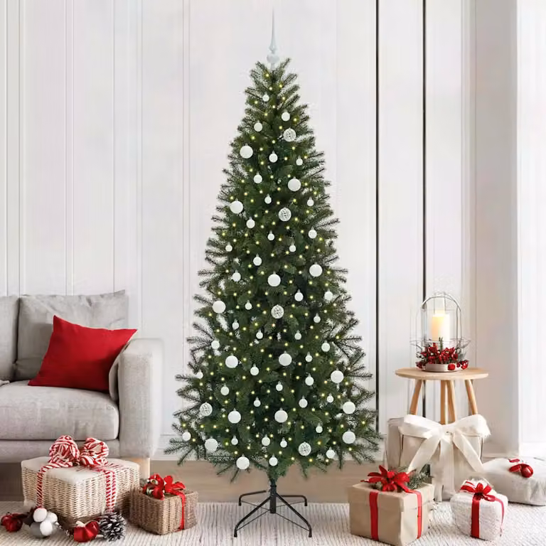 Albero di Natale artificiale verde vidaXL con luci LED warm white, Altezza: 210 cm