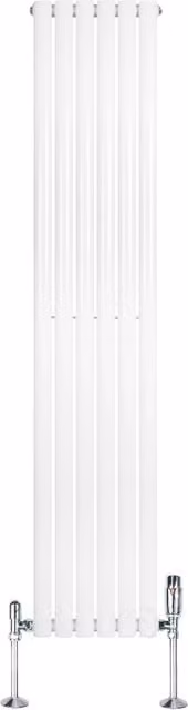 Radiatore Verticale Ovale Monstershop in Acciaio Bianco con Valvola Termostatica e Staffa a Parete H: 180 cm, L: 36 cm, P: 16 cm