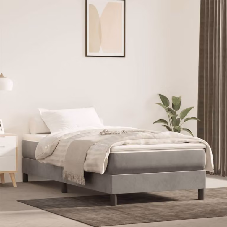 vidaXL Materasso a Molle Insacchettate in Velluto Grigio Chiaro L/P/H: 190 x 120 x 20 cm