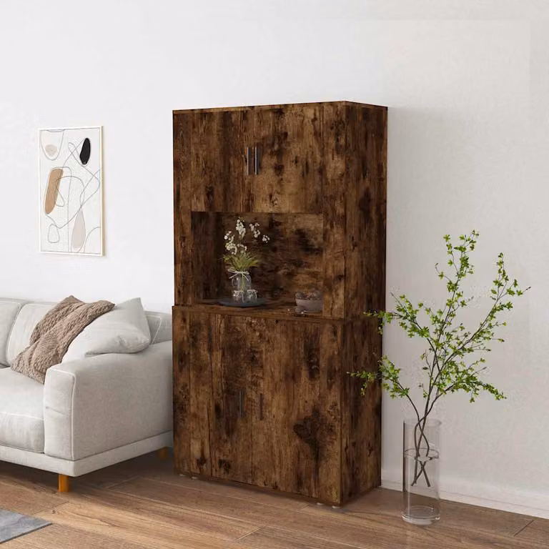 Credenza moderna vidaXL in legno multistrato color rovere fumo marrone