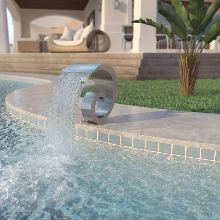 vidaXL Fontana per Piscina in Acciaio Inossidabile e PVC, Argento, L 50 cm x P 30 cm x H 53 cm