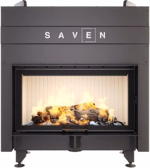 Inserto per camino a legna Outinfire Energy Up ECO in acciaio nero, potenza 19,0 kW