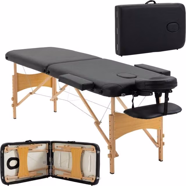 Letto Pieghevole Professionale Minimal Nero in Faux Leather con Poggiatesta Regolabile