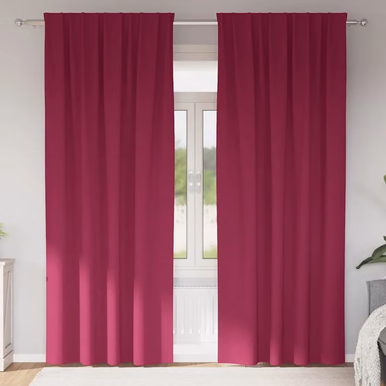 Set di 2 tende blackout vidaXL con anelli, colore rosso, H 225 x L 140 cm