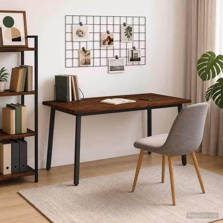 vidaXL Tavolo da pranzo moderno in legno di acacia con bordo vivo, Marrone e Nero, L: 160 cm, P: 70 cm, H: 75 cm