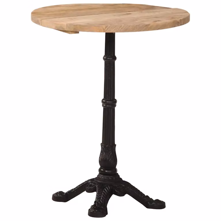 vidaXL Tavolino da Bistrot Rotondo in Legno di Mango Grezzo Marrone Ø60 x H76 cm