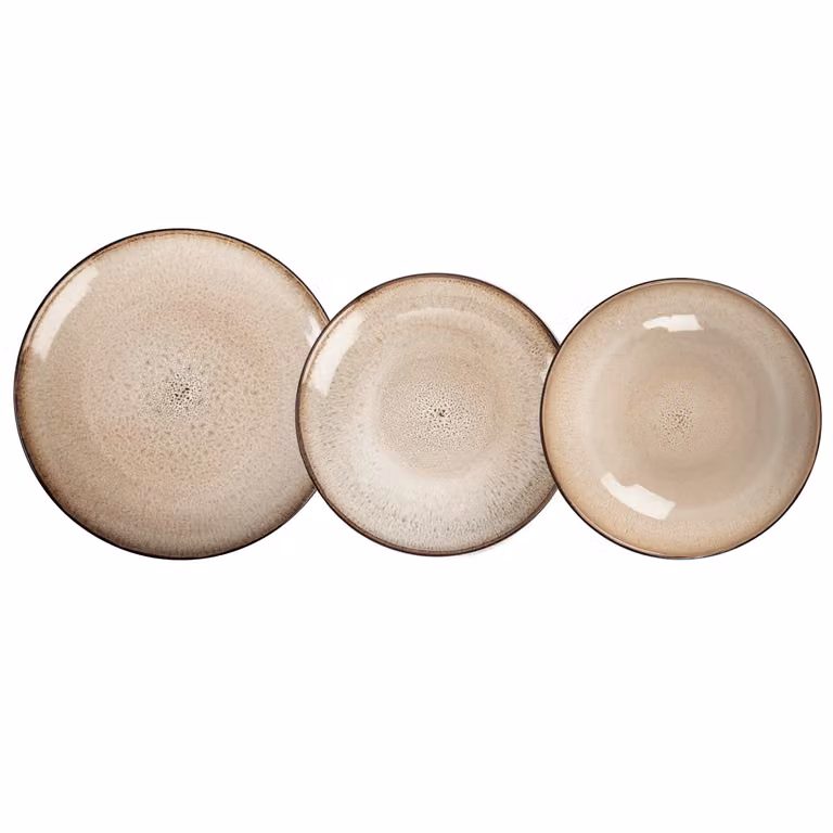 Servizio di piatti Gusto Casa in stoneware Reactive Beige, 18 pezzi