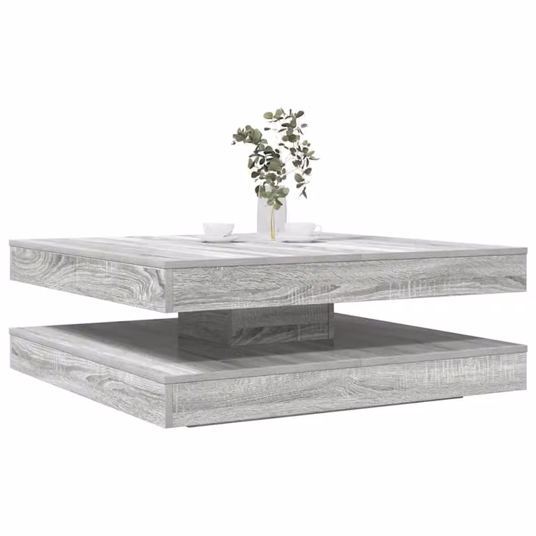 vidaXL Tavolino da Caffè Moderno Girevole a 360 Gradi Grigio L/P/H: 90 x 90 x 34,5 cm