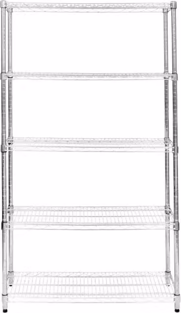 Scaffalatura componibile in metallo MONSTER SHOP con 5 ripiani regolabili, colore argento, H 180 x L 120 x P 45 cm