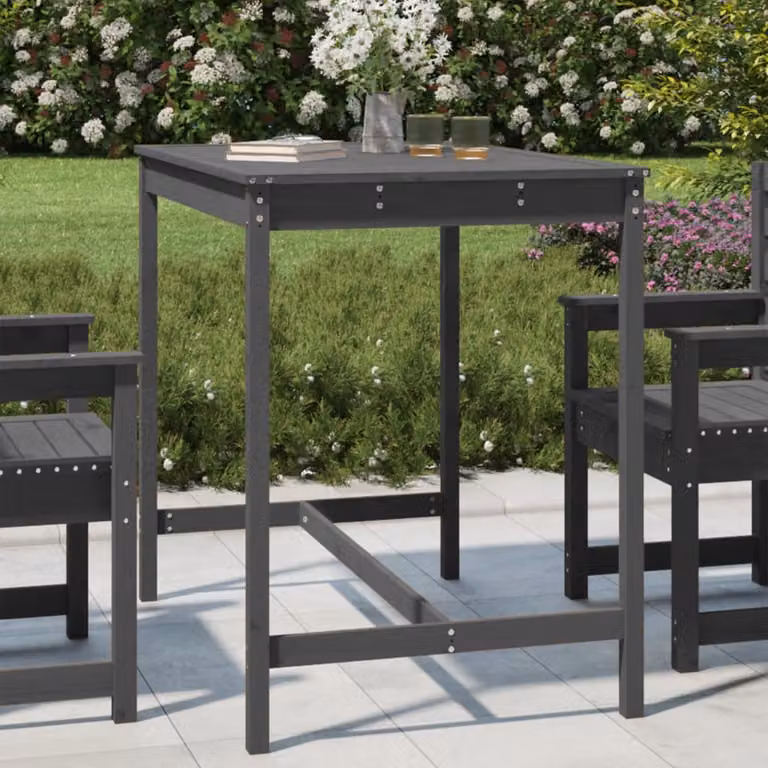 vidaXL Tavolo da Giardino Rettangolare in Legno di Pino Massello Grigio L: 121 cm, P: 82,5 cm, H: 110 cm