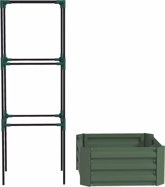 Fioriera da esterno Outsunny con gabbia e fondo aperto per piante rampicanti, Verde, H 140 x L 61 x P 61 cm