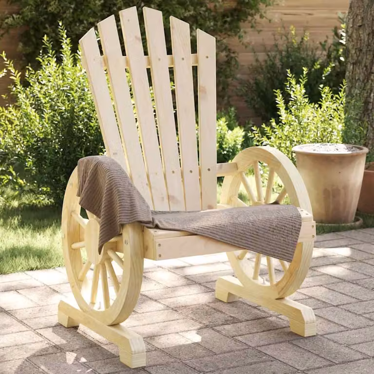 Set di 4 sedie da giardino Adirondack vidaXL in legno massello di abete, colore beige/marrone