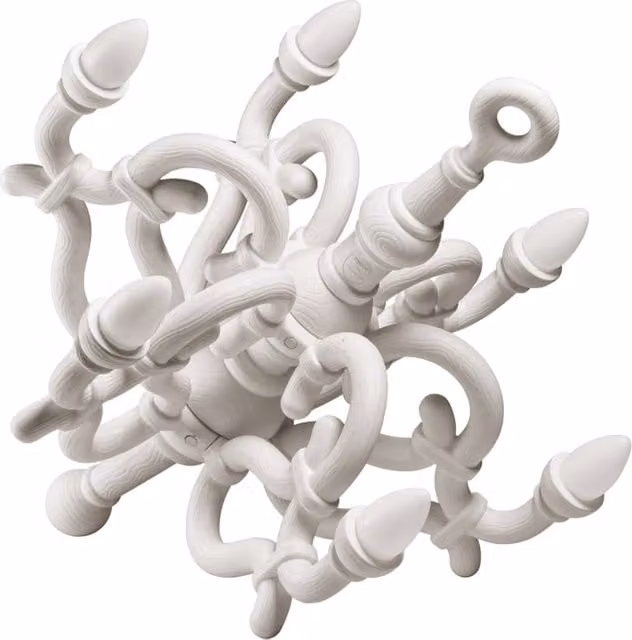 Lampada ricaricabile Qeeboo Fallen Chandelier M in polietilene bianca con telecomando e tecnologia LED per esterno e interno