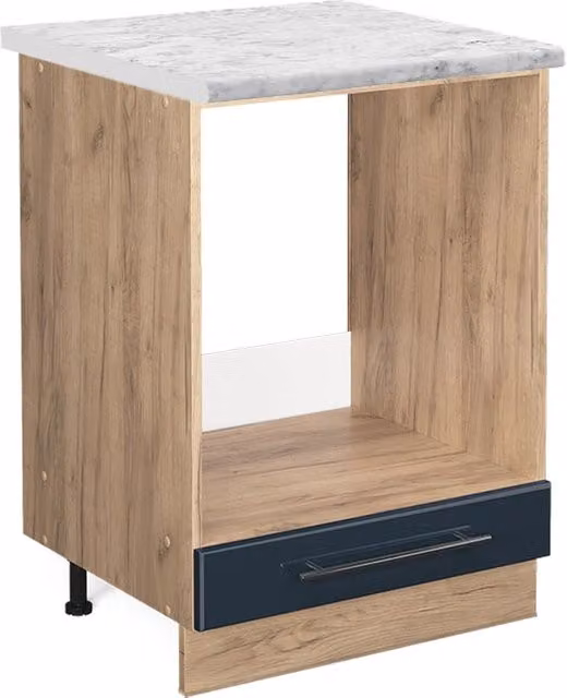 Mobile per forno da incasso Vicco Fame-Line Blu scuro lucido e Rovere dorato L: 60 cm, H: 82 cm, P: 22,5 cm