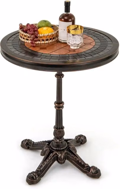 Tavolo da pranzo rotondo per esterno in alluminio pressofuso con finitura bronzo L: 60,5 cm, P: 60,5 cm, H: 73 cm