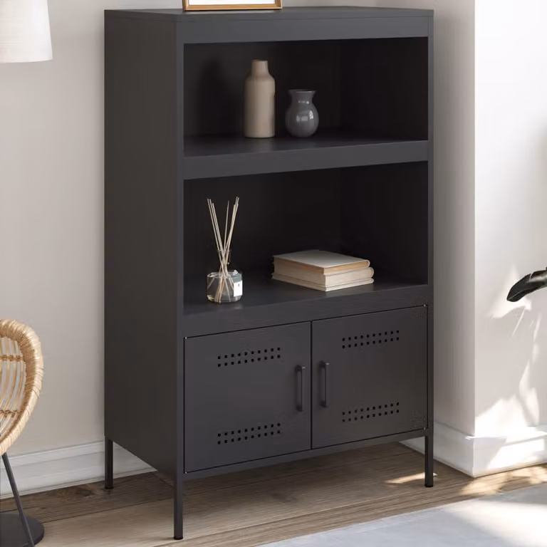 Credenza in stile industriale vidaXL in metallo nero L: 68 cm, P: 39 cm, H: 113 cm