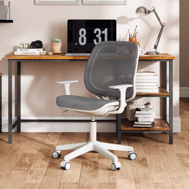 Sedia da scrivania ergonomica e girevole Costway per bambini con braccioli, regolabile in altezza, Grigio