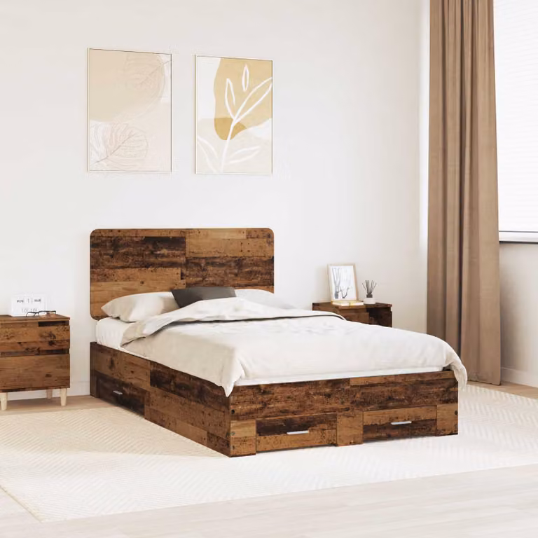 Struttura letto con cassetti vidaXL in legno marrone L: 120 cm, P: 200 cm, H: 193 cm