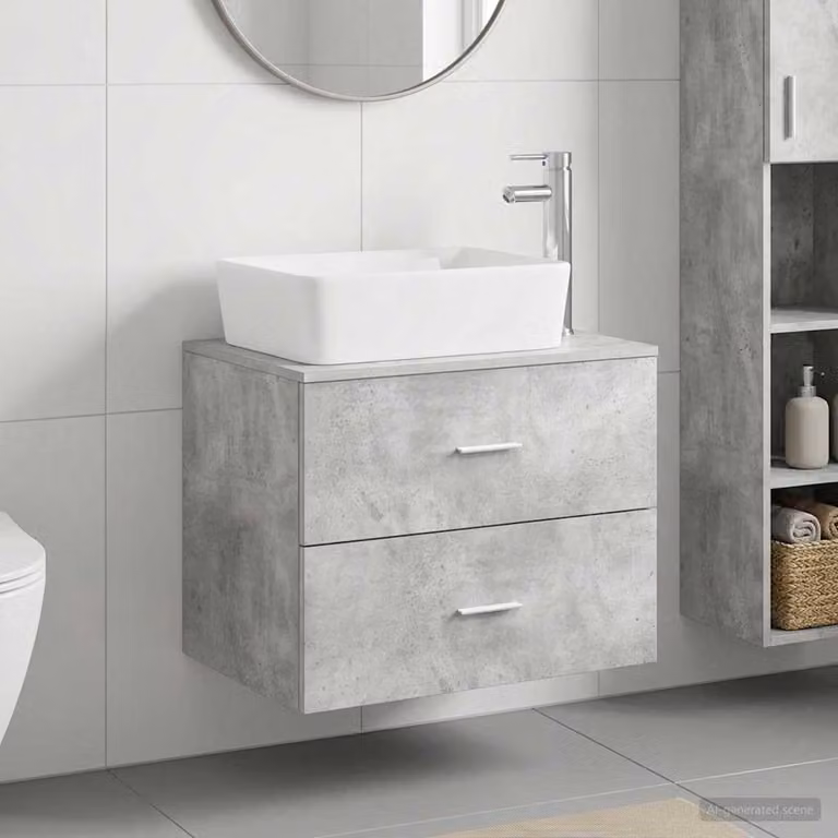 Set di mobili per il bagno moderno vidaXL in MDF Grigio Opaco L: 62,5 cm, P: 44,5 cm, H: 50 cm