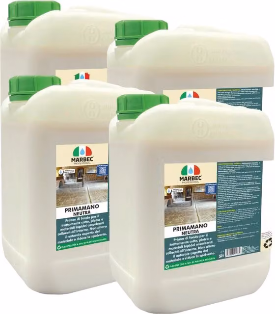 Set di 4 Primer Marbec PRIMAMANO Neutra a base acquosa, colore bianco trasparente, 5 l ciascuno