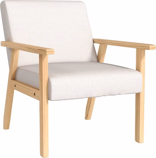 Poltrona d'arredo HOMCOM in stile scandinavo con struttura in legno di pino e cuscini, L: 64 cm, P: 70 cm, H: 72 cm, Grigio e Beige