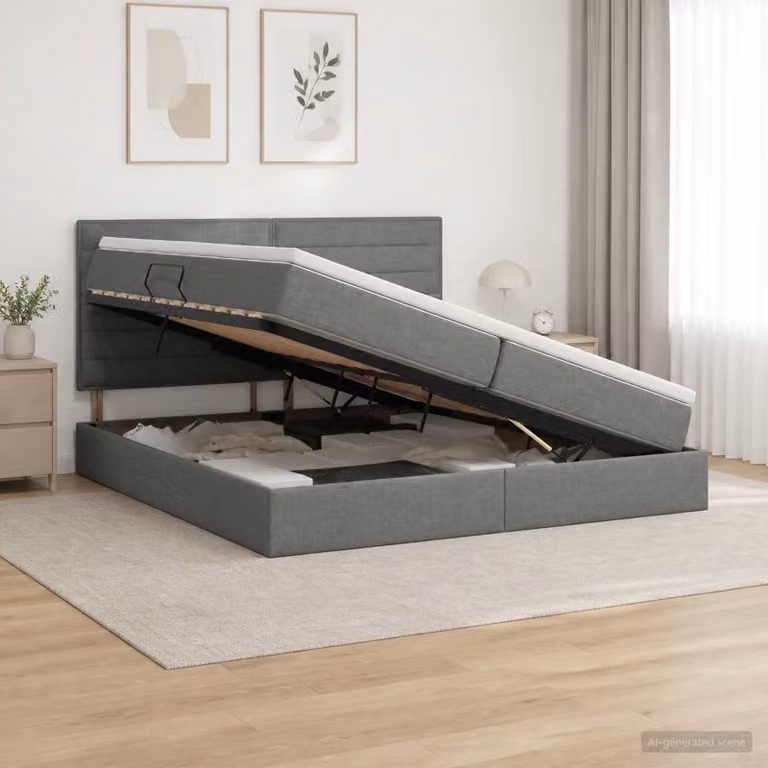 Letto con contenitore e materasso vidaXL Grigio Scuro L/P/H: 200 x 200 x 140 cm