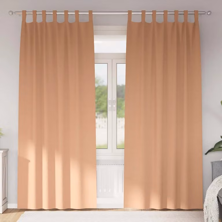 Set di 2 tende blackout vidaXL con anelli in poliestere, colore marrone, L: 140 cm, H: 260 cm
