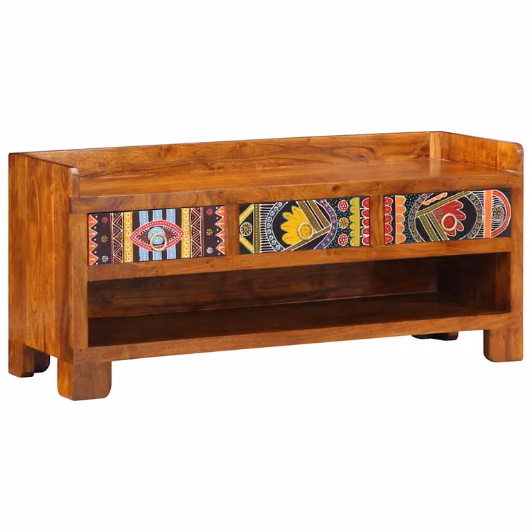 vidaXL Panca porta scarpe in legno di acacia Marrone, L: 100 cm, P: 35 cm, H: 45 cm
