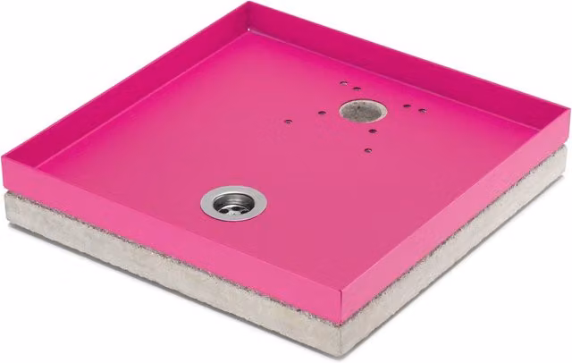Base Portaciottolo per Fontane Belfer 42/BSE/10 in Metallo e Cemento, Colore Ciclamino, L/P/H: 40 x 40 x 8 cm