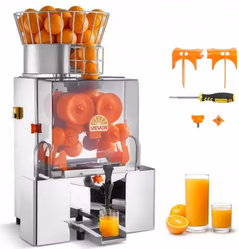 Spremiagrumi Automatico VEVOR in Acciaio Inox Argento, Estrattore Elettrico da 120W per Arance, Limoni e Melograni con Doppio Secchio, L/P/H: 48 x 51 x 89 cm