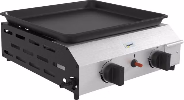 Barbecue a Gas Minimal Argento con 2 Bruciatori da 4.8kw e Superficie Antiaderente