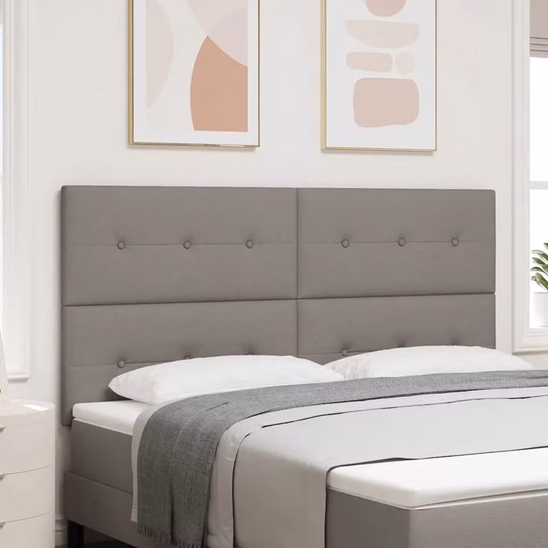 Testiera Letto con LED vidaXL in Tessuto e Legno di Pino, Beige o Grigio, L: 180 cm, H: 128 cm, P: 7 cm