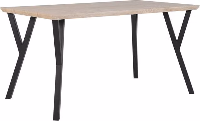 Tavolo da pranzo rettangolare Beliani in stile industriale con piano in legno MDF laminato e gambe in metallo, Marrone e Nero, L: 140 cm, P: 80 cm, H: 75 cm