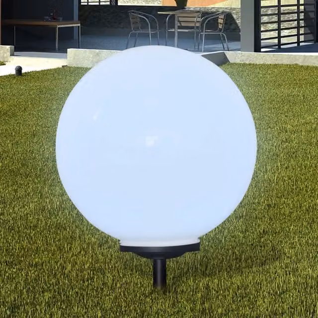 Set di 2 lampade da sentiero solari LED vidaXL con sensore crepuscolare e picchetto, colore bianco, Altezza: 50 cm
