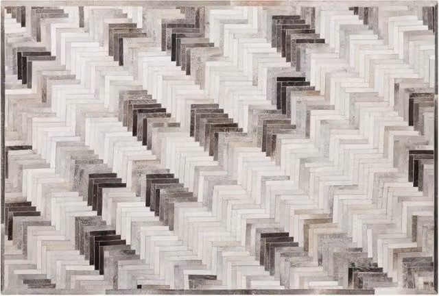 Tappeto in pelle patchwork BELIANI multicolore grigio e beige L: 200 cm, P: 140 cm