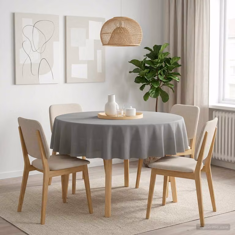 Set di 5 tovaglie rotonde vidaXL in poliestere, colore grigio, Ø 180 cm, idrorepellenti e lavabili in lavatrice