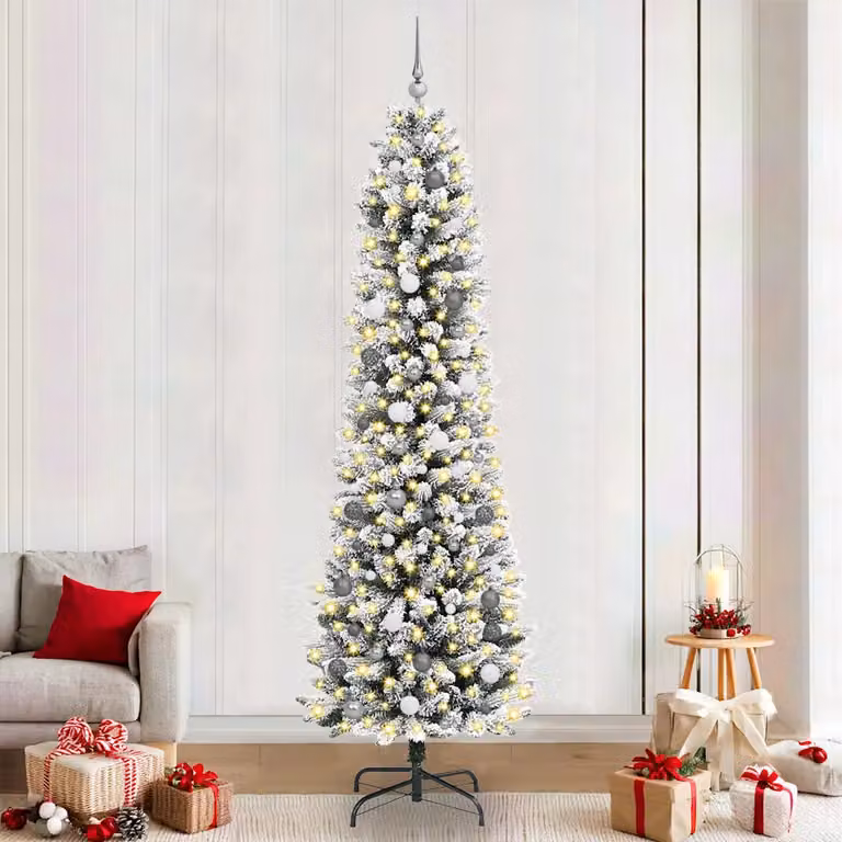 Albero di Natale artificiale vidaXL bianco e verde con luci LED bianco caldo, Altezza: 240 cm